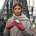 Zoey (red) – Sheepskin leather gloves with warm wool/cashmere lining & touchscreen function 2