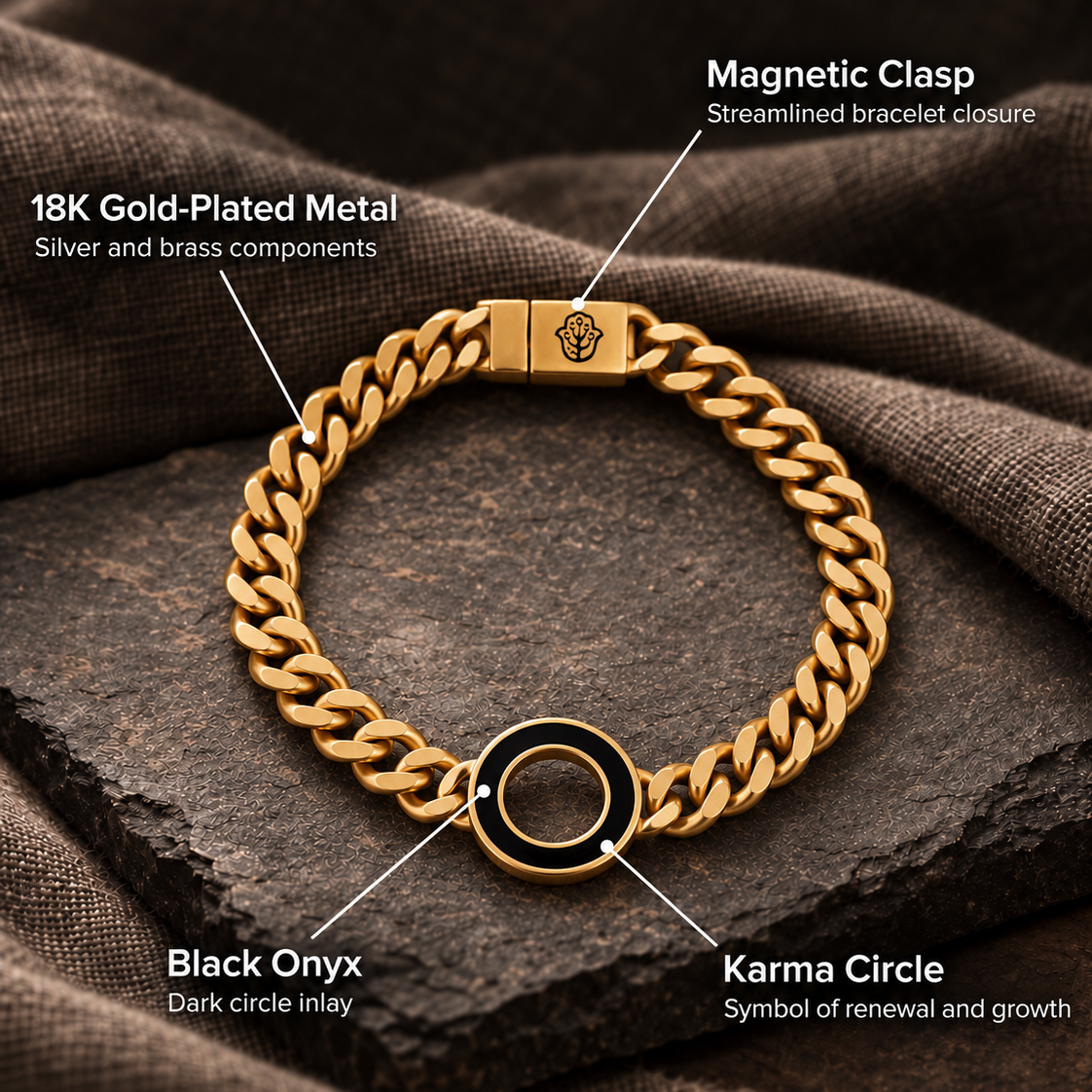 Awakened Dreams Black Onyx Karma Circle Bracelet