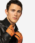 CA0322 (saddle) - Men's Italian cashmere lined deerskin dress driving gloves 2