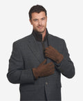 CA0395 (coffee) - Handsewn Italian cashmere lined men's carpincho dress gloves 2
