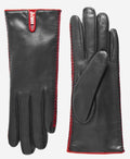 CA0422 (black/red) – Italian lambskin leather gloves for women with cashmere lining 2