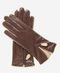 CA0547 (brown) – Women’s Italian lambskin cashmere-lined leather gloves with zipper 2