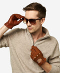 CA3198 (cork) - Handsewn Italian carpincho men's driving gloves 4