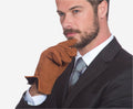 CA3633 (cork) - Handsewn Italian carpincho men’s rabbit fur-lined dress gloves 2