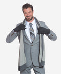 CA3633 (grey) - Handsewn Italian carpincho men’s rabbit fur-lined dress gloves 4