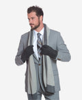 CA3633 (grey) - Handsewn Italian carpincho men’s rabbit fur-lined dress gloves 5