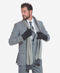 CA3633 (grey) - Handsewn Italian carpincho men’s rabbit fur-lined dress gloves 6