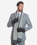 CA3633 (grey) - Handsewn Italian carpincho men’s rabbit fur-lined dress gloves 7