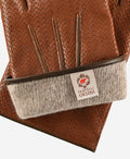 CA3976 (cognac) -Men's Italian cashmere lined leather gloves with unique contrast points 3