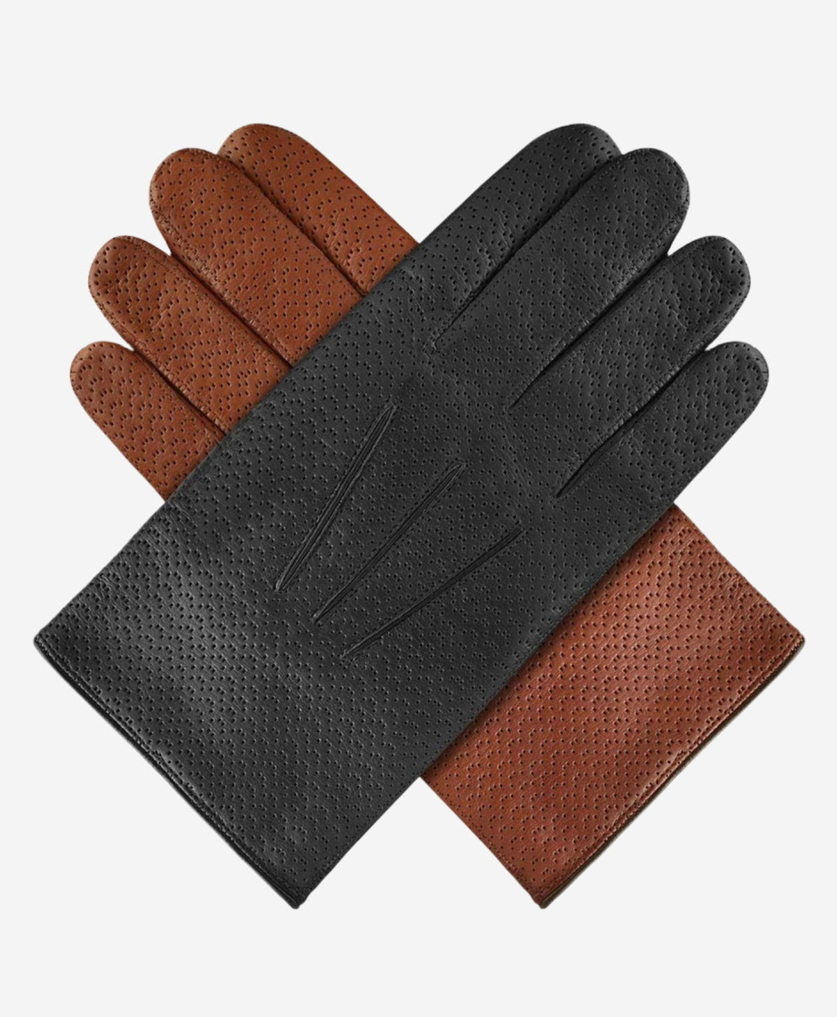 CA3976 (black) - Men's Italian cashmere lined leather gloves with unique contrast points