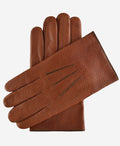 CA3976 (cognac) -Men's Italian cashmere lined leather gloves with unique contrast points 1