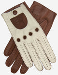 CA4123 (cream/brown) – Women’s two-tone Italian leather driving gloves 2