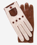 CA4123 (cream/brown) – Women’s two-tone Italian leather driving gloves 1