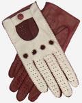 CA4123 (cream/claret) - Women’s two-tone Italian leather driving gloves 2