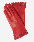 CA4534 (red) - Women’s Italian unlined dress leather gloves with “lace-work" cuff 1