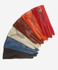 CA4539 (orange) - Women’s Italian unlined dress leather gloves with “lace-work” design 3