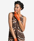 CA4539 (orange) - Women’s Italian unlined dress leather gloves with “lace-work” design 2