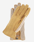 CA4620 (tan) - Women’s Italian crochet and carpincho leather driving gloves 2