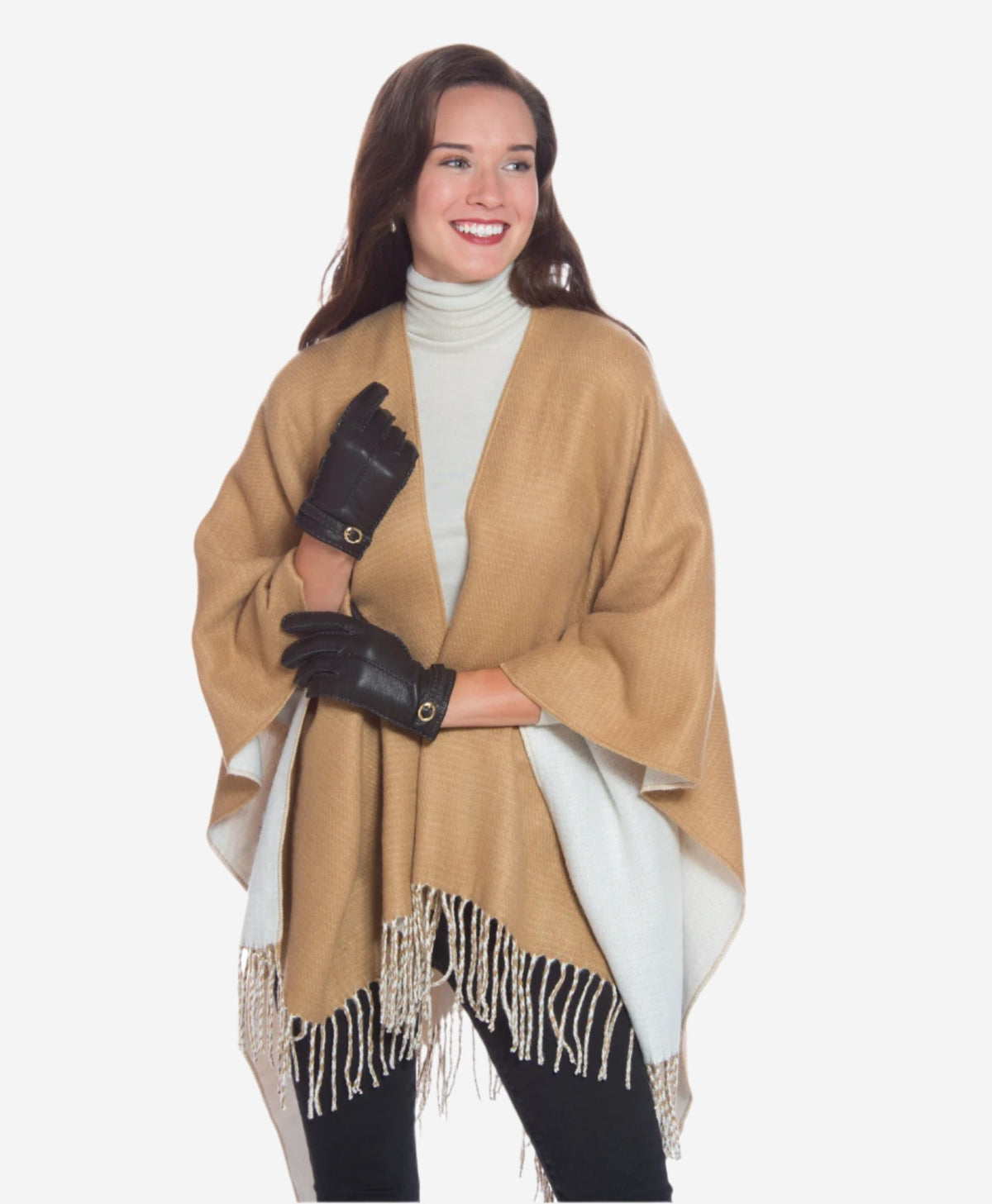 CA4661 (black) - Women’s Italian handsewn deerskin gloves with cashmere lining and distinctive strap and buckle