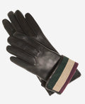 CA4662 (black) – Women’s Italian leather gloves with cashmere lining and multi-color inner cuff 1