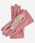 CA4916 (pink) - Handsewn Italian crochet driving gloves in lambskin leather 2