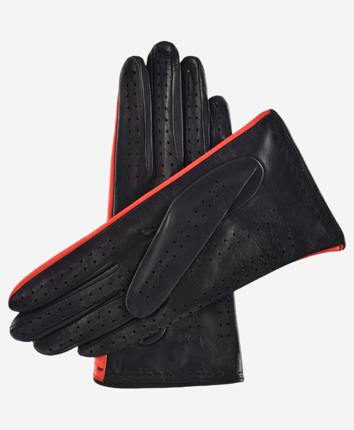 CA4918 (black/red) - Women’s unlined Italian lambskin driving gloves with ventilation holes
