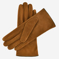 CA4941 (brown) - Women’s Italian handsewn suede gloves with cashmere lining and distinctive details 2