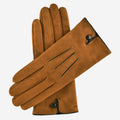 CA4941 (brown) - Women’s Italian handsewn suede gloves with cashmere lining and distinctive details 1