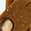 CA4956 (cognac) - Women’s Italian suede driving gloves with lambswool lining and metal studs 4