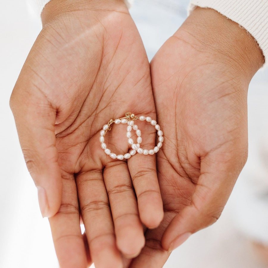 Carina Pearl Hoop Earrings