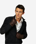 CC3104 (brown) - Men's Italian handsewn cashmere lined leather gloves 4