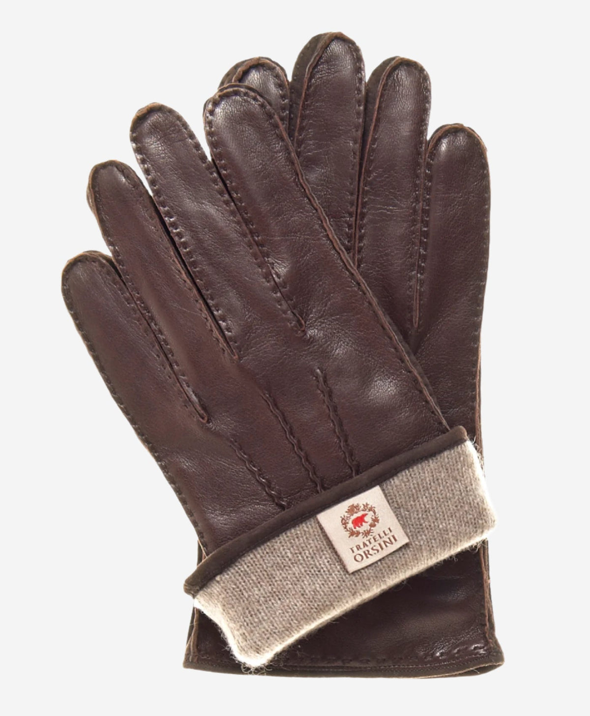 CC3104 (brown) - Men's Italian handsewn cashmere lined leather gloves