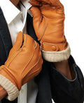 CC3115 (saddle) - Men's Italian deerskin leather gloves with cashmere lining 4