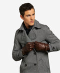 CC3239 (brown) - Men's Italian cashmere lined lambskin gloves with belt 4