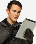 CC3301 (hunter) - Men’s Italian cashmere lined touchscreen leather gloves 4