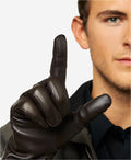 CC3301 (brown) - Men’s Italian cashmere lined touchscreen leather gloves 5