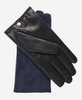 CC3414 (blue/black) - Men’s Italian suede and lambskin gloves with cashmere lining and snap closure 2