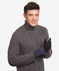 CC3414 (blue/black) - Men’s Italian suede and lambskin gloves with cashmere lining and snap closure 3