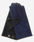 CC3414 (blue/black) - Men’s Italian suede and lambskin gloves with cashmere lining and snap closure 1