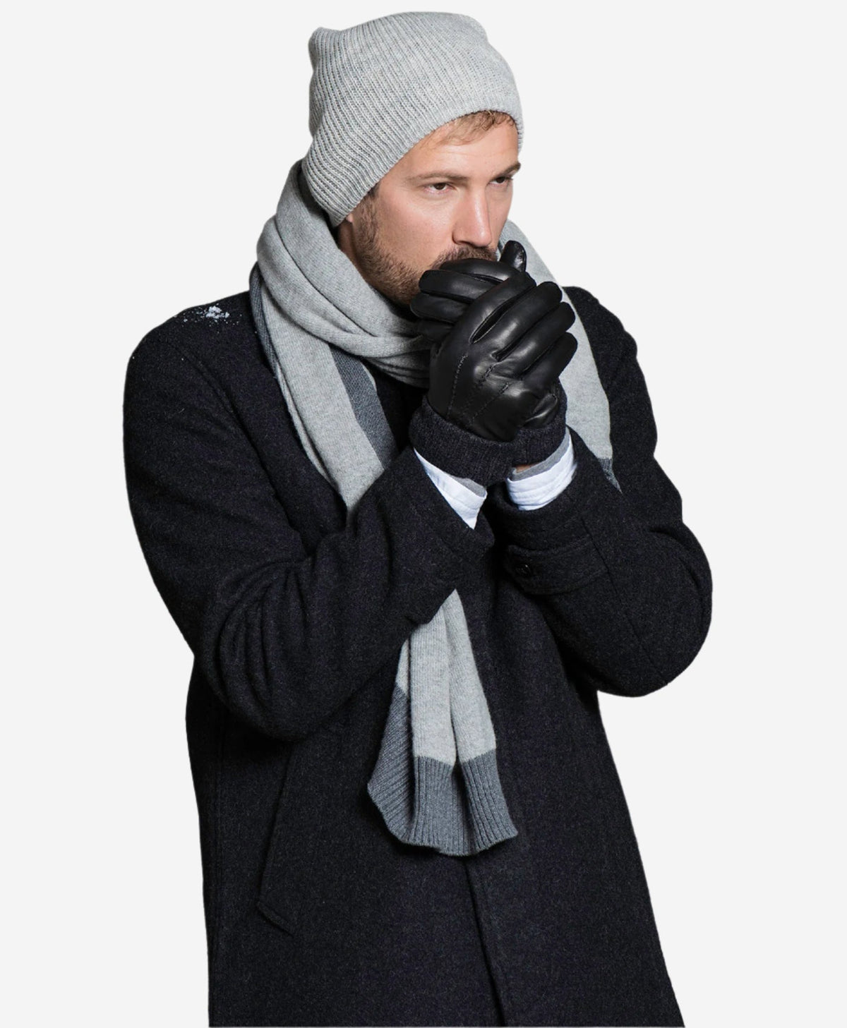 CC3502 (black) - Men’s Italian lambskin winter gloves with cashmere lining & extended wool cuff