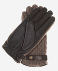 CC3510 (brown) - Men’s Italian cable knit cashmere and leather winter gloves 2