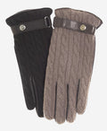 CC3510 (brown) - Men’s Italian cable knit cashmere and leather winter gloves 1
