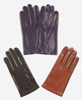 CC3592 (brown) - Men’s Italian leather gloves with two-tone contrast colors 3