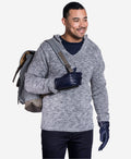 CC3592 (blue) - Men’s Italian leather gloves with two-tone contrast colors 2