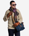 CC3592 (brown) - Men’s Italian leather gloves with two-tone contrast colors 2