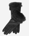 CC4009 (black) - Women’s Italian rabbit fur cuff winter leather gloves 1