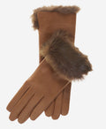 CC4009 (camel) - Women’s Italian rabbit fur cuff winter leather gloves 1