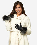 CC4066 (black) - Women’s Italian fox fur cuff cashmere lined leather gloves 4