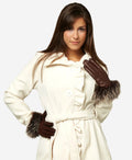 CC4066 (brown) - Women’s Italian fox fur cuff cashmere lined leather gloves 4