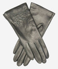 CC4101 (black) - Women’s Italian cashmere lined leather gloves with floral accents 1